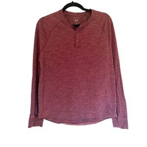 Burgundy Gap Henley Long Sleeve T-Shirt Men’s Medium